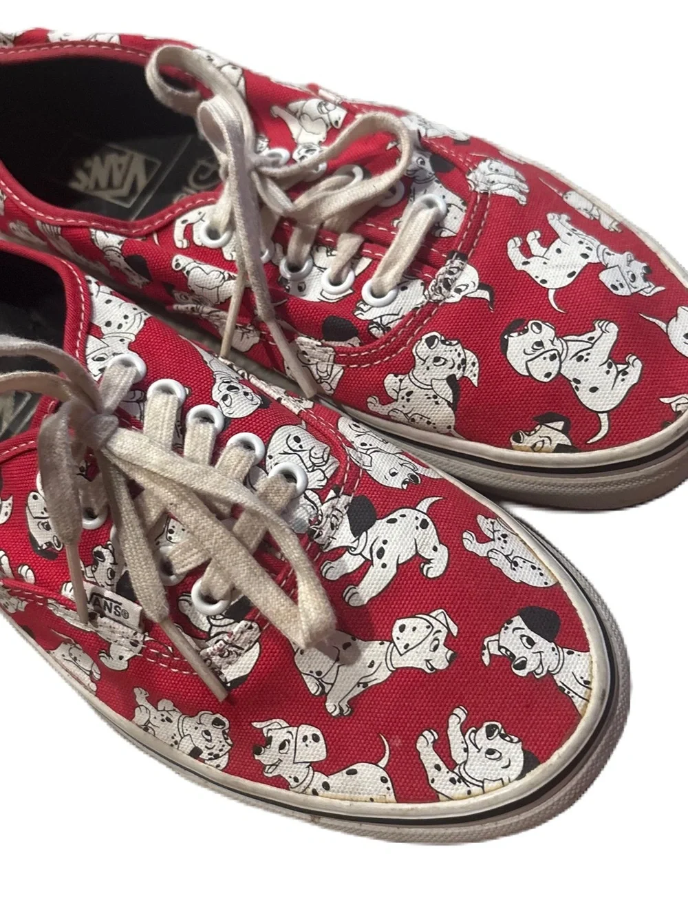 Vans Disney 101 Dalmatian Print Canvas Sneakers Sz 11 Women 9.5 Men’s Red Shoes
